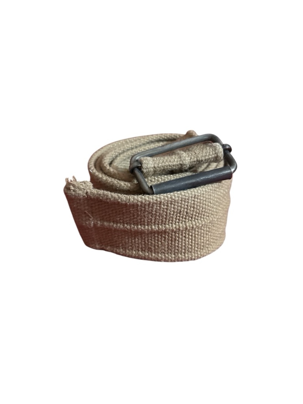 Canvas Web Belt in Light Beige - Unbranded